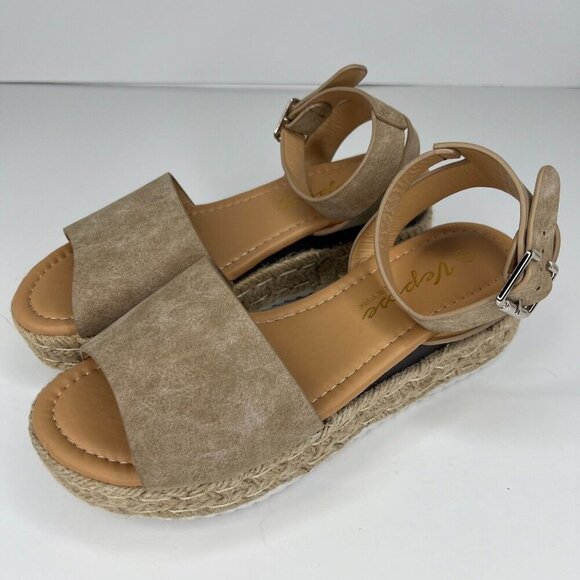 Vepose Womens 400A Espadrilles Nude Nubuck Classic Wedge Size 7 Platform Sandal - Picture 1 of 9